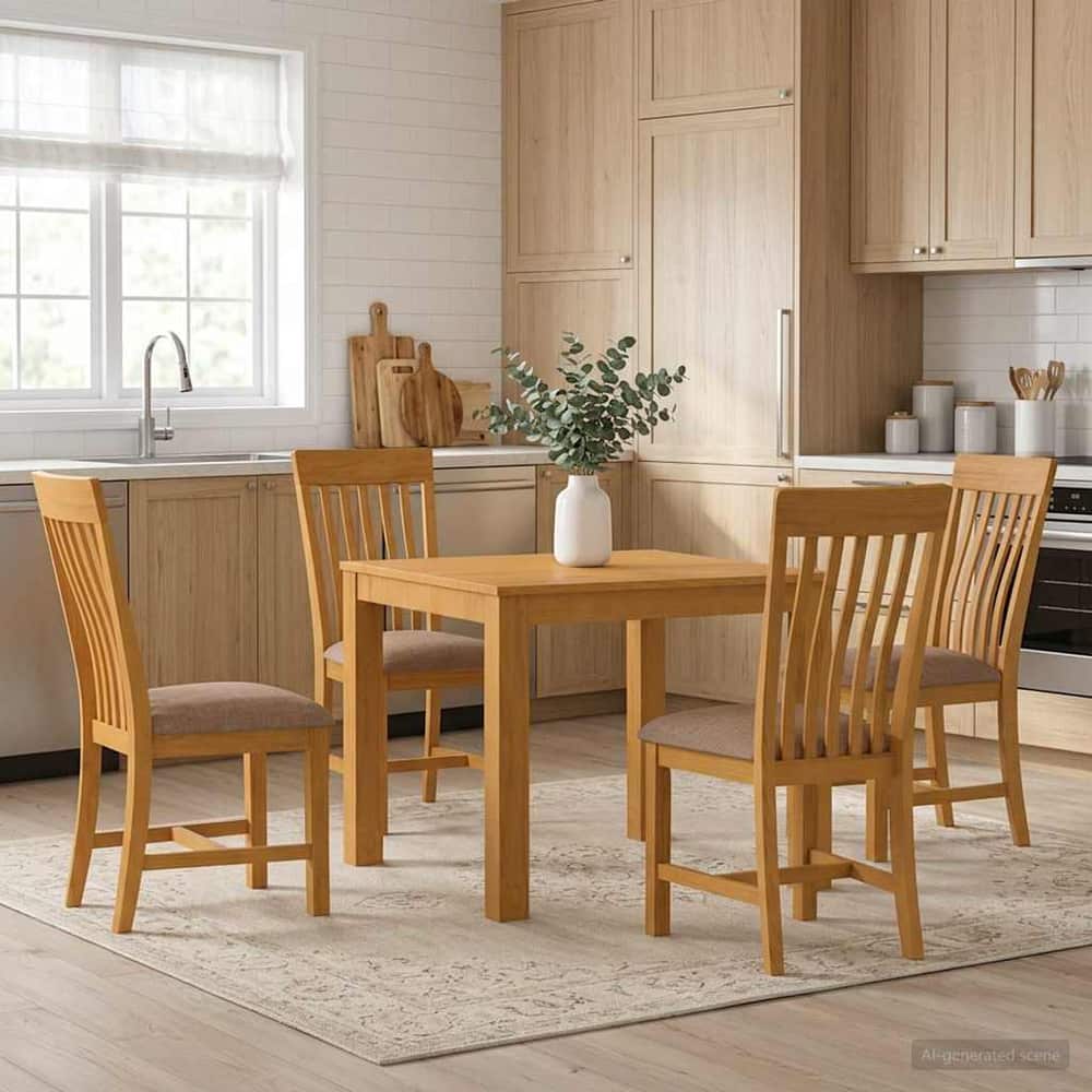 Dining Set RIJSWIJK 5 pcs Solid Oak Wood Grey 90 cm 90 cm Table + 4x chair