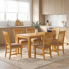 Dining Set DEVENTER 5 pcs Solid Oak Wood Grey 150 cm 85 cm Table + 6x chair