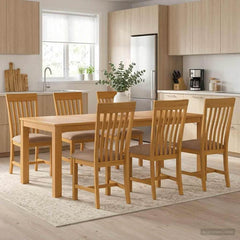 Dining Set RIJSWIJK 5 pcs Solid Oak Wood Grey 200 cm 100 cm Table + 6x chair