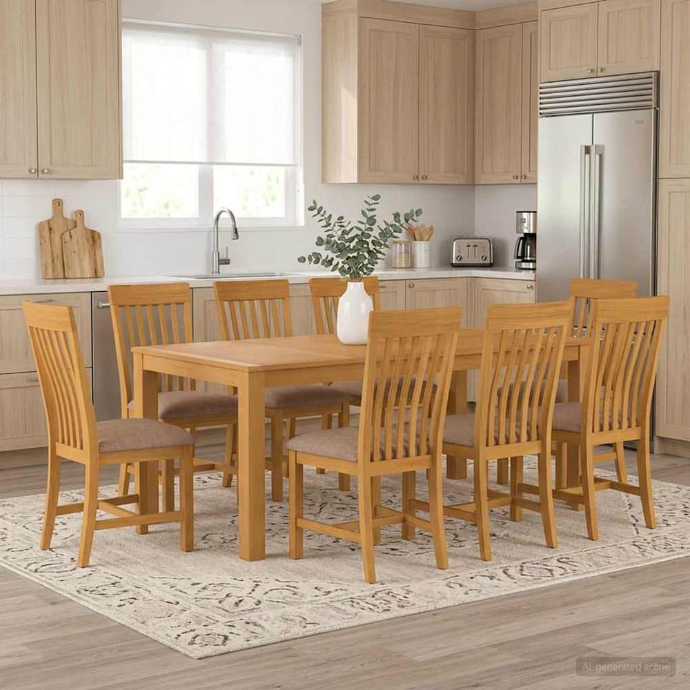 Dining Set RIJSWIJK 5 pcs Solid Oak Wood Grey 200 cm 100 cm Table + 8x chair