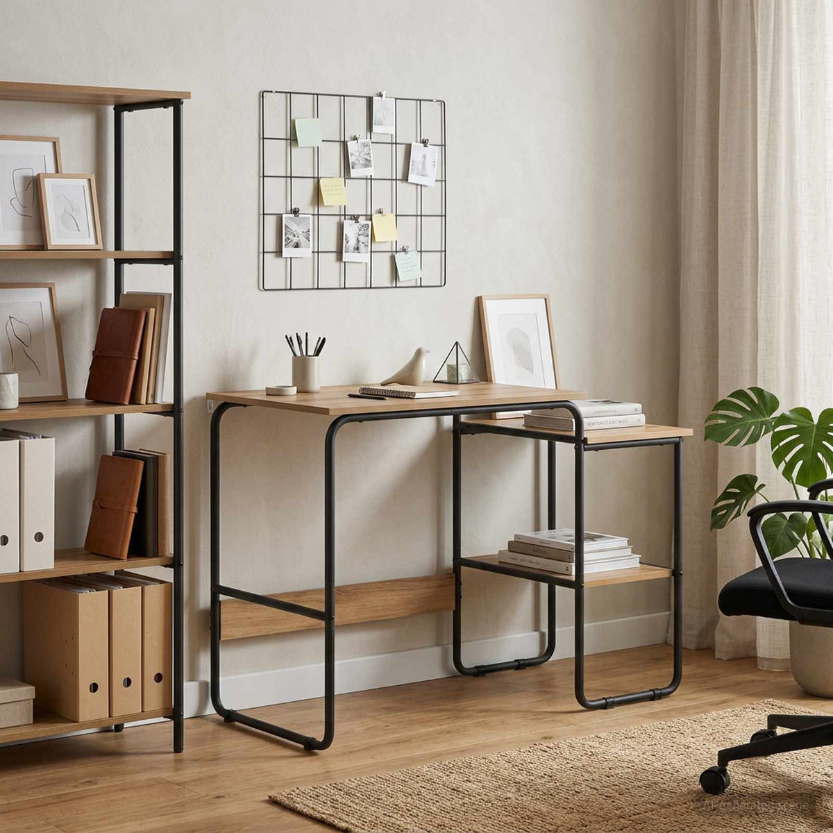 Desk with Storage 100 x 50 x 75 cm Artisan oak