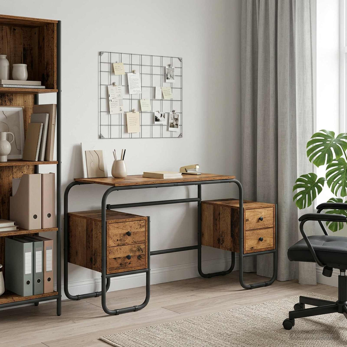 Desk with Storage 145 x 50 x 75 cm Old wood