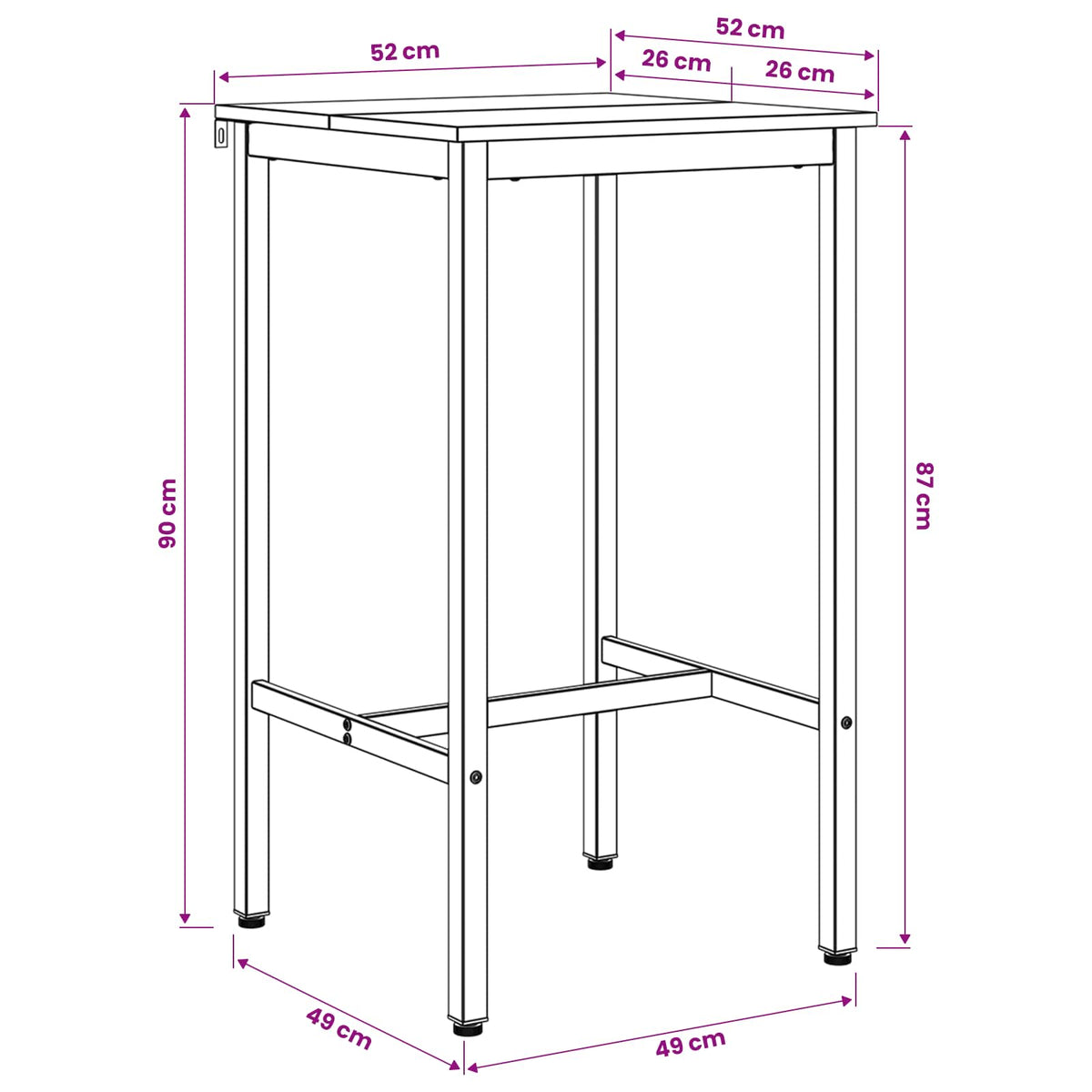 Bar Table Engineered Wood Artisan oak 52 x 52 x 90 cm
