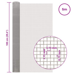 vidaXL Mesh Screen 100 x 500 cm 6 Mesh Stainless Steel 201 Silver 6