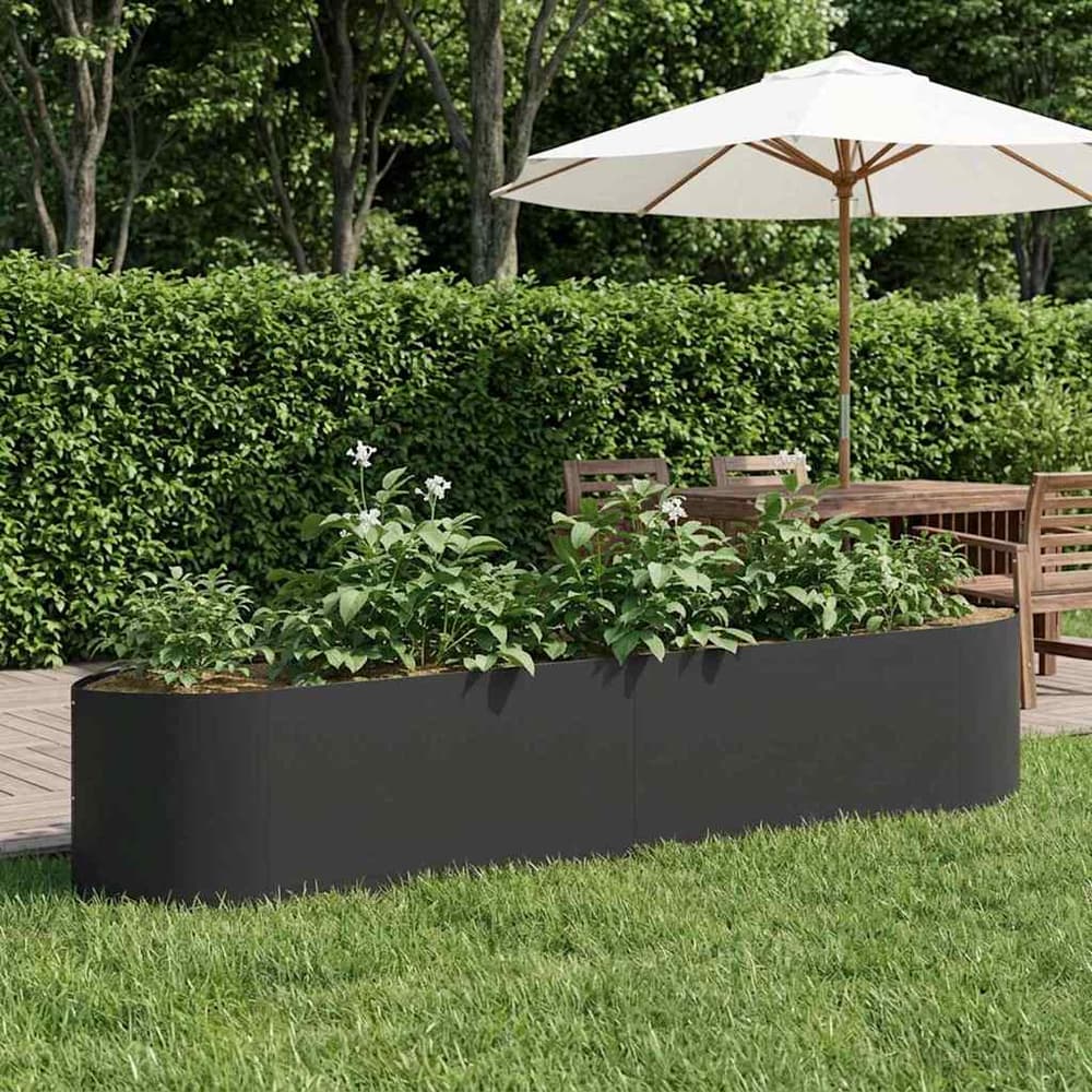Raised Garden Bed 220 x 40x 40 cm Steel Black