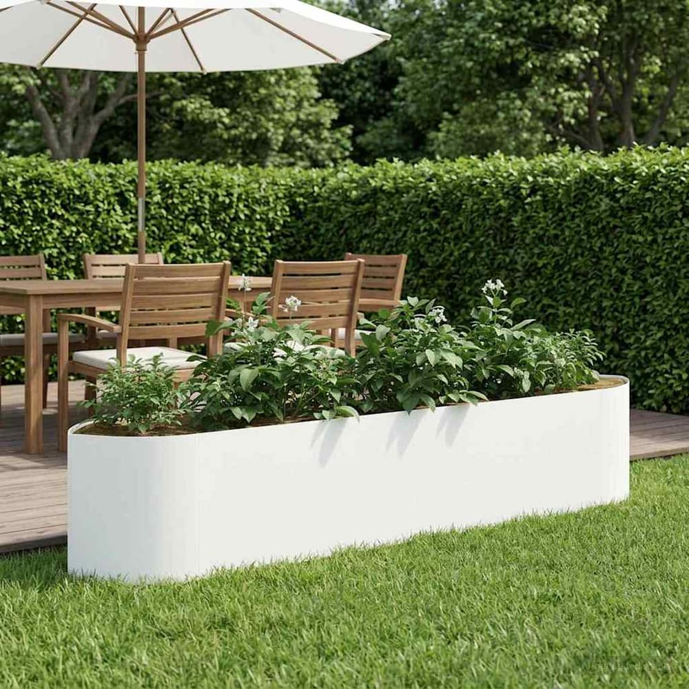 Raised Garden Bed 220 x 40x 40 cm Steel White