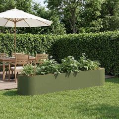 Raised Garden Bed 220 x 40x 40 cm Steel Olive green
