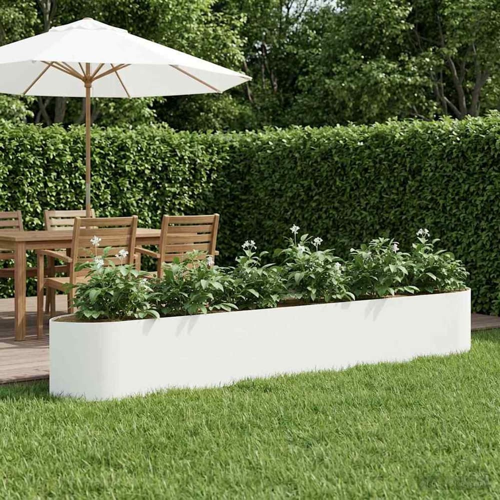 Raised Garden Bed 300 x 40x 40 cm Steel White