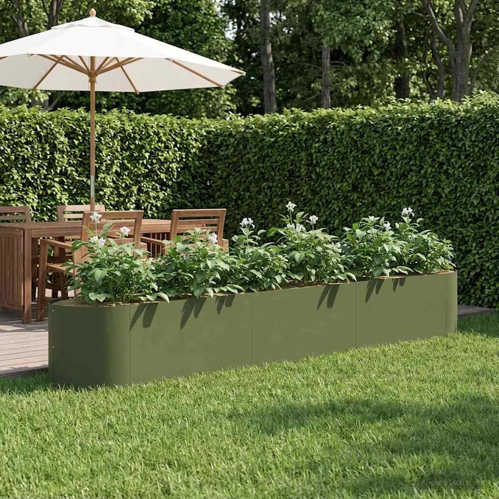 Raised Garden Bed 300 x 40x 40 cm Steel Olive green