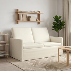 2 Seater Sofa 130 x 81 x 82 cm Corduroy Fabric 120 cm Cream