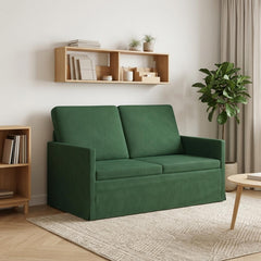 2 Seater Sofa 130 x 81 x 82 cm Corduroy Fabric 120 cm Jungle green
