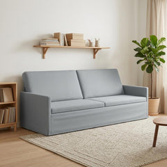 3 Seater Sofa 220 x 81 x 82 cm Fabric 210 cm Light grey