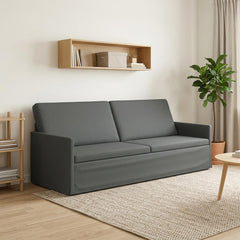 3 Seater Sofa 220 x 81 x 82 cm Fabric 210 cm Dark grey
