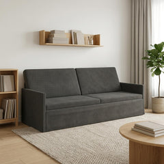 3 Seater Sofa 220 x 81 x 82 cm Corduroy Fabric 210 cm Dark grey