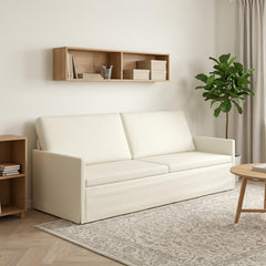 3 Seater Sofa 220 x 81 x 82 cm Corduroy Fabric 210 cm Cream