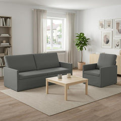 Sofa Set 2 pcs Fabric 1-Seater + 3-Seater (180 cm) Dark grey