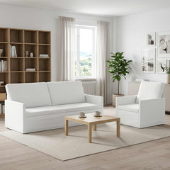 Sofa Set 2 pcs Fabric 1-Seater + 3-Seater (180 cm) White