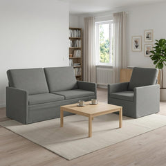 Sofa Set 2 pcs Velvet 1-Seater + 2-Seater (140 cm) Dark grey
