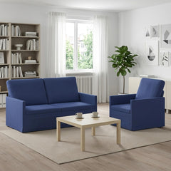 Sofa Set 2 pcs Velvet 1-Seater + 2-Seater (140 cm) Police blue