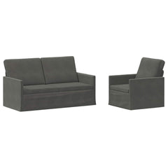 Sofa Set 2 pcs Corduroy Fabric 1-Seater + 2-Seater (140 cm) Dark grey