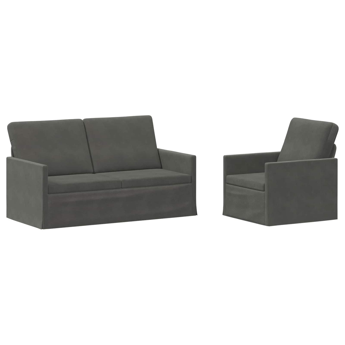Sofa Set 2 pcs Corduroy Fabric 1-Seater + 2-Seater (140 cm) Dark grey