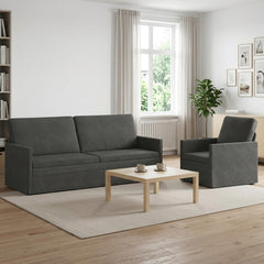 Sofa Set 2 pcs Corduroy Fabric 1-Seater + 3-Seater (180 cm) Dark grey