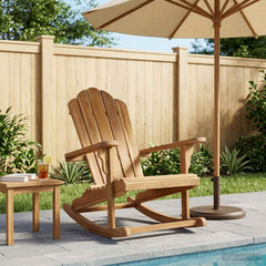 Garden Adirondack Rocking Chair Natural Solid Teak wood without cushion