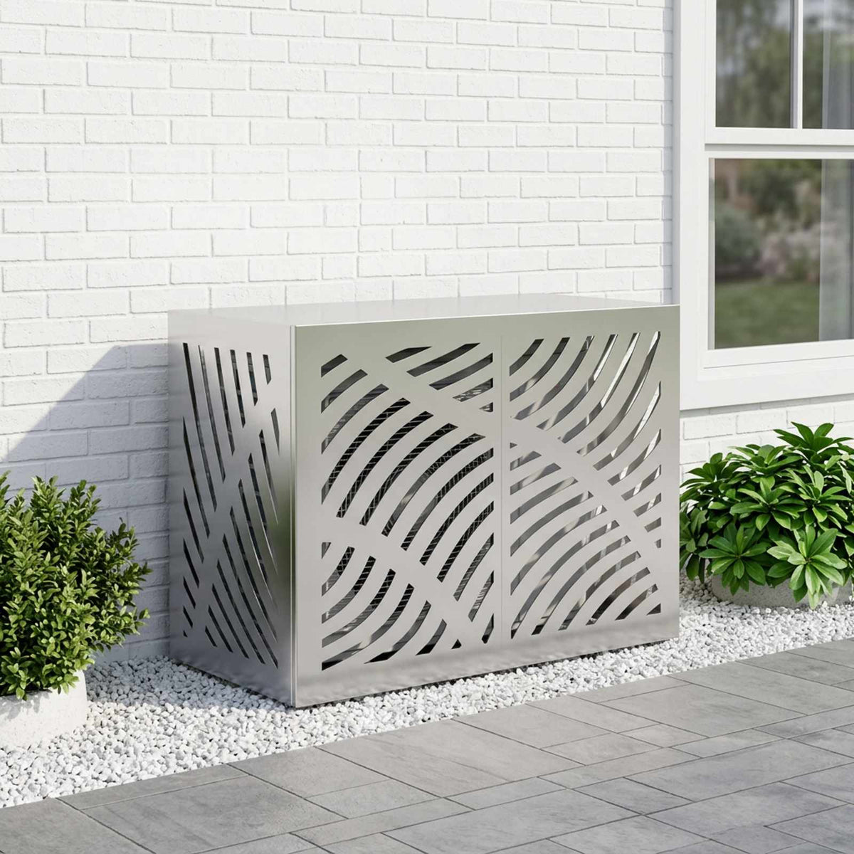 Air Conditioner Cover 90 x 40 x 60 cm Steel Leave Wave Pattern Galvanised steel