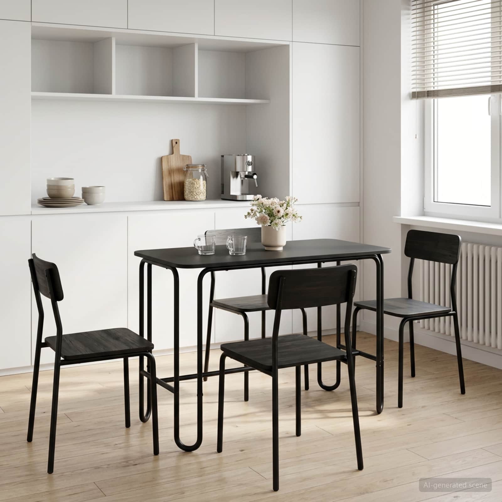 vidaXL Dining Table 100 x 50 x 75 cm Engineered Wood Black Rectangular 1