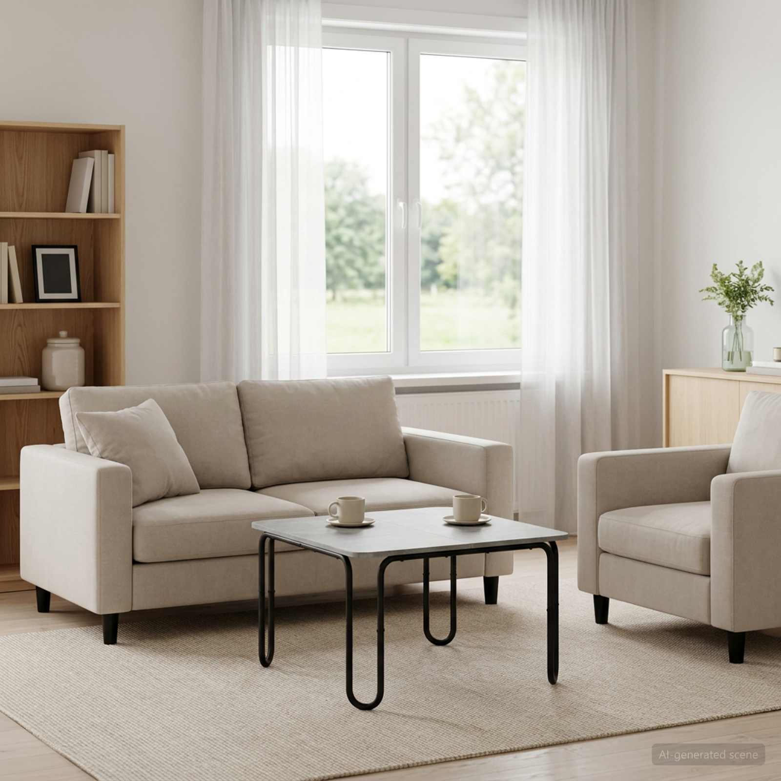 vidaXL Coffee Table Concrete Grey 59 x 59 x 45 cm Engineered Wood 1
