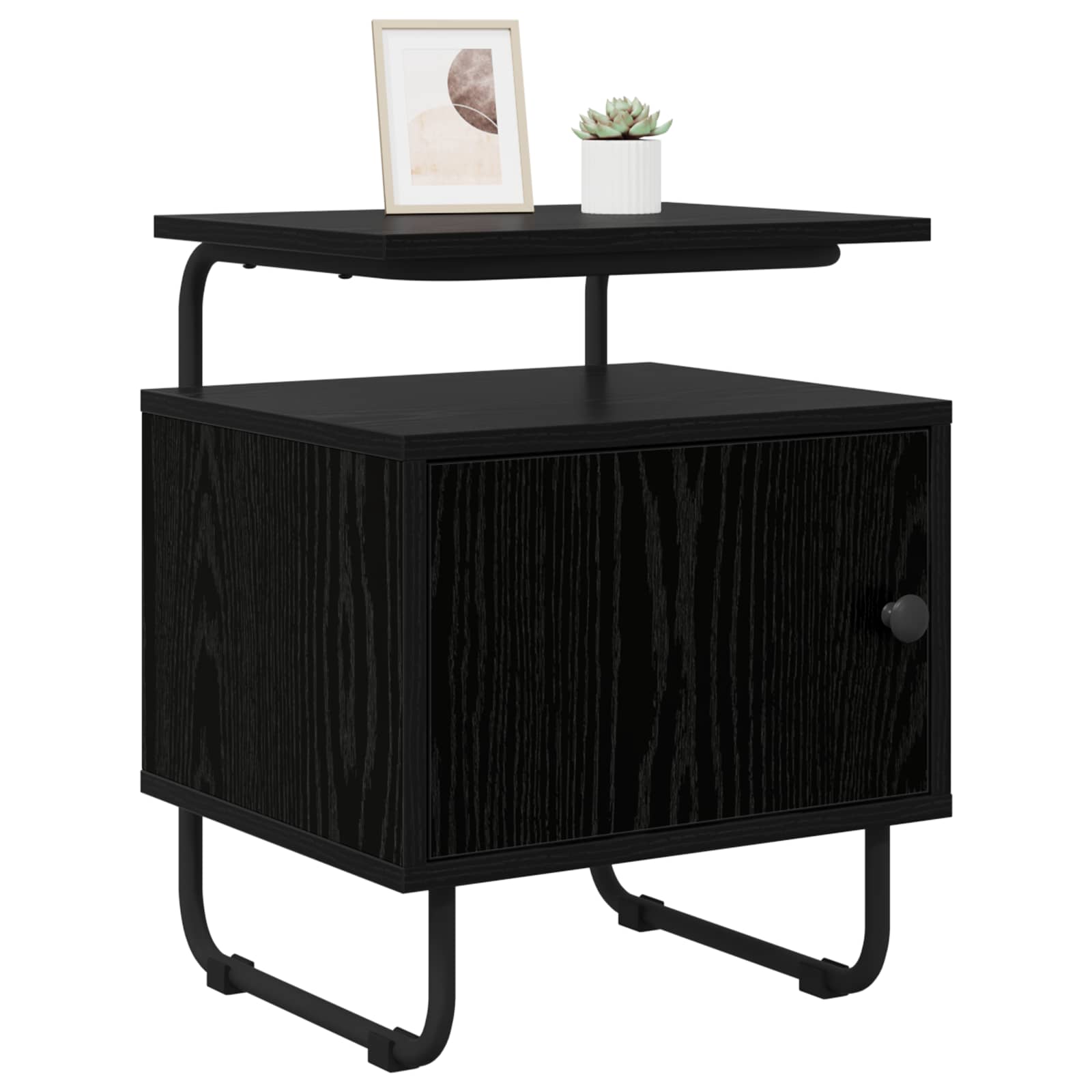 vidaXL Bedside Cabinet Black Oak 40 x 36.5 x 50 cm Engineered Wood 2