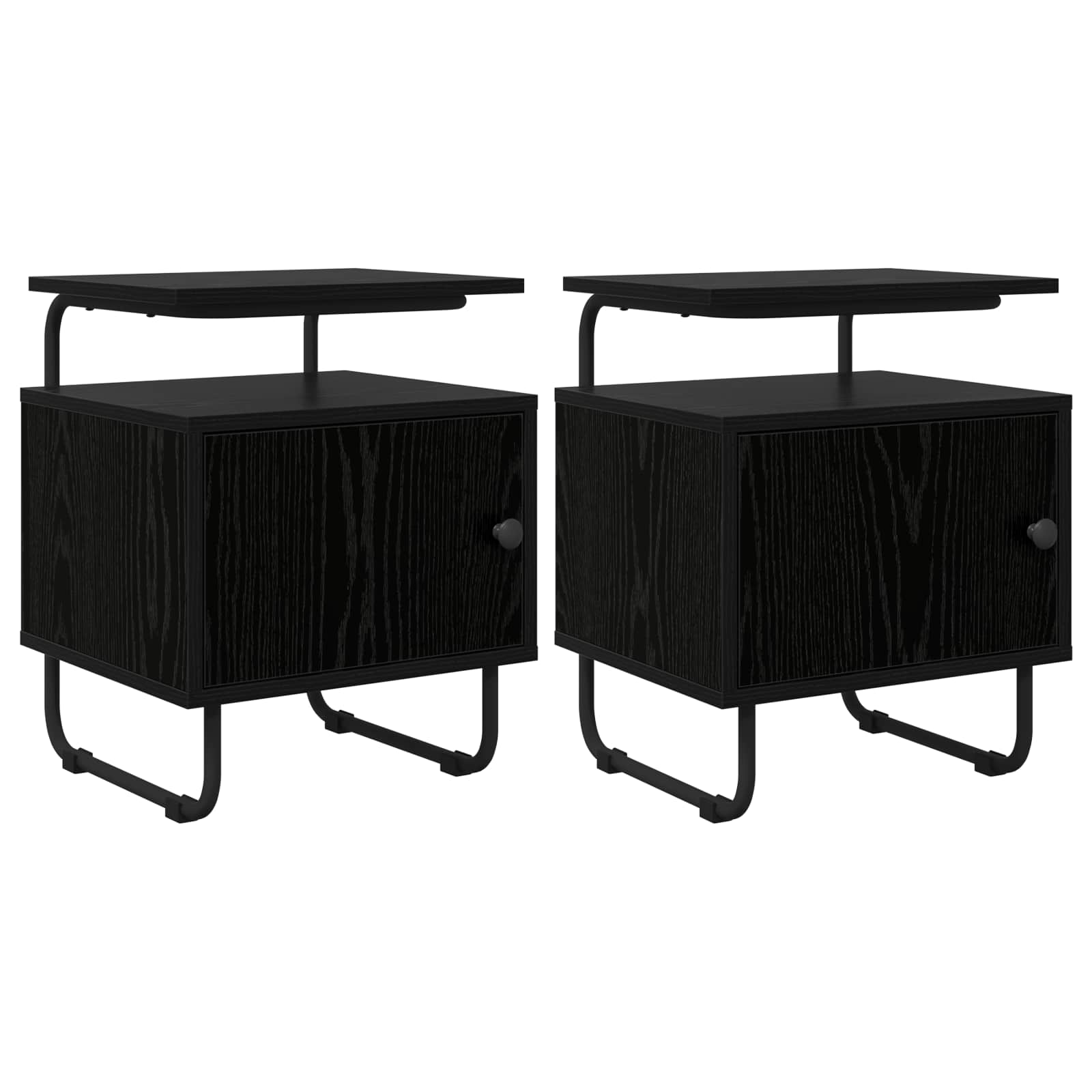 vidaXL Bedside Cabinet 2 pcs Black Oak 40 x 36.5 x 50 cm 1