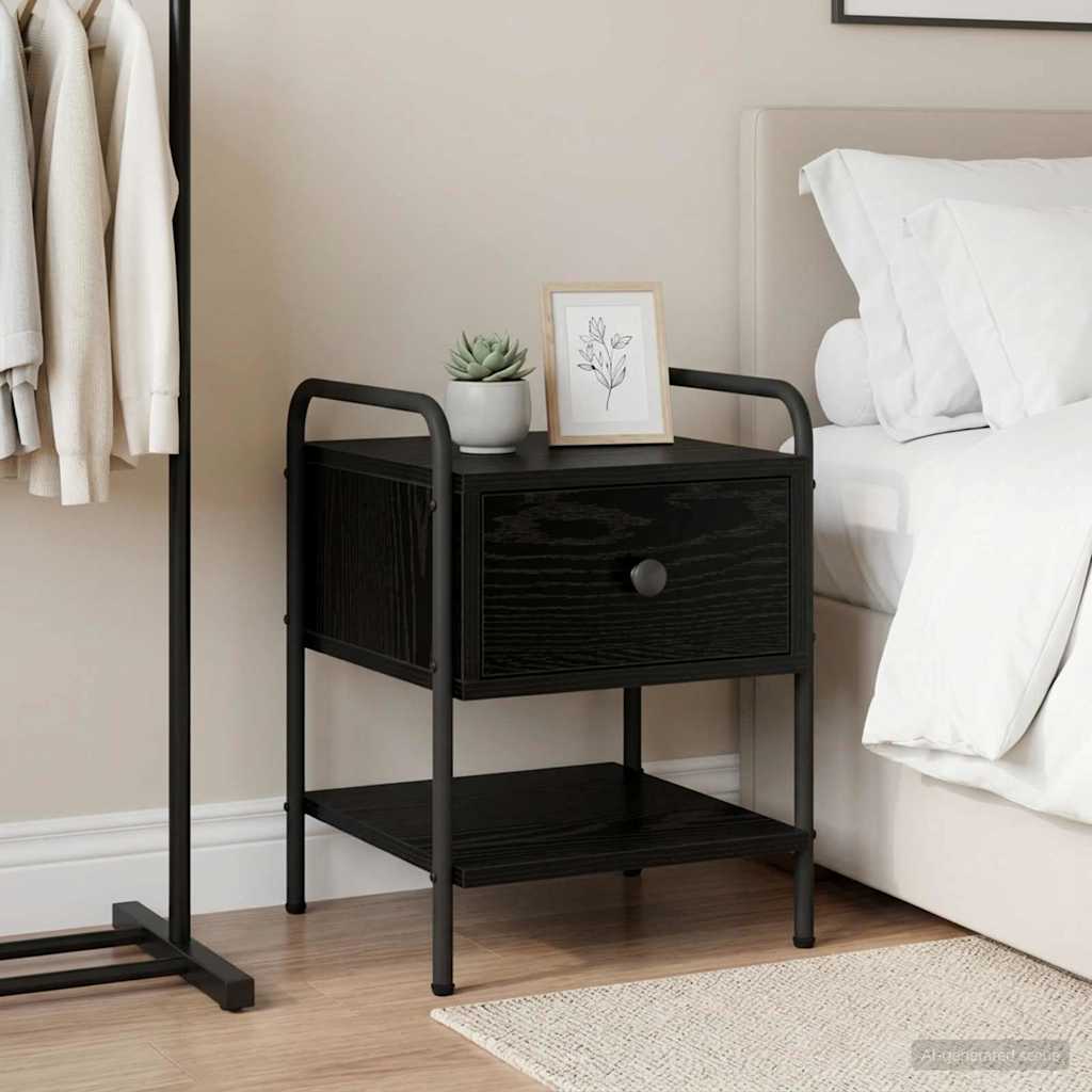 vidaXL Bedside Cabinet Black Oak 35 x 36.5 x 47 cm Engineered Wood 1