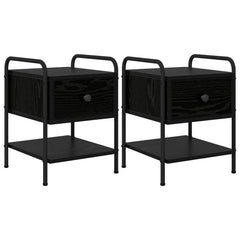 vidaXL Bedside Cabinet 2 pcs Black Oak 35 x 36.5 x 47 cm 2