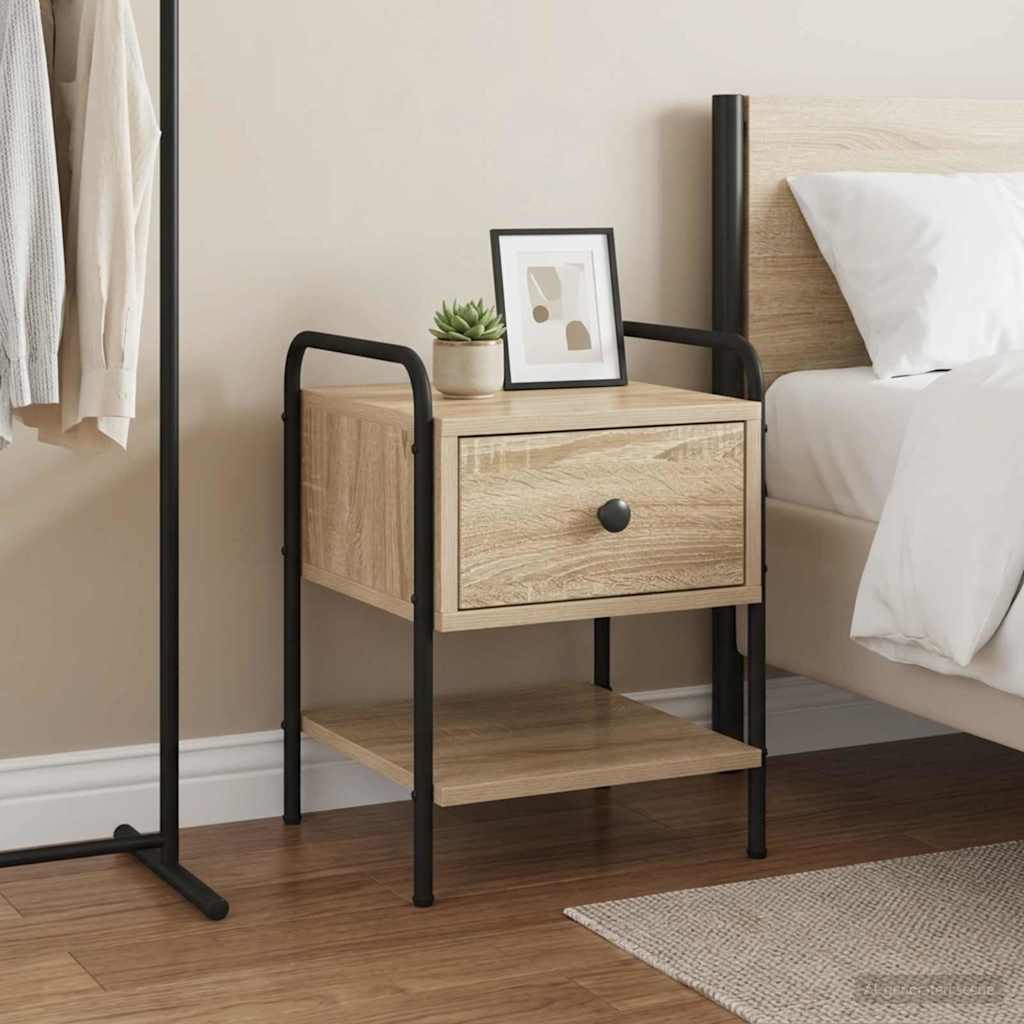 vidaXL Bedside Cabinet Sonoma Oak 35 x 36.5 x 47 cm Engineered Wood 1