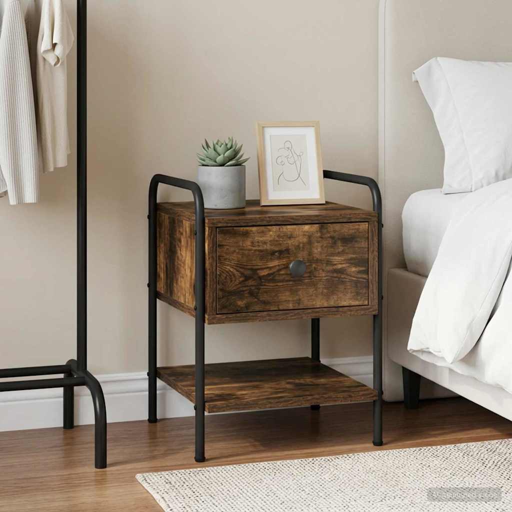 vidaXL Bedside Cabinet Smoked Oak 35 x 36.5 x 47 cm Engineered Wood 1