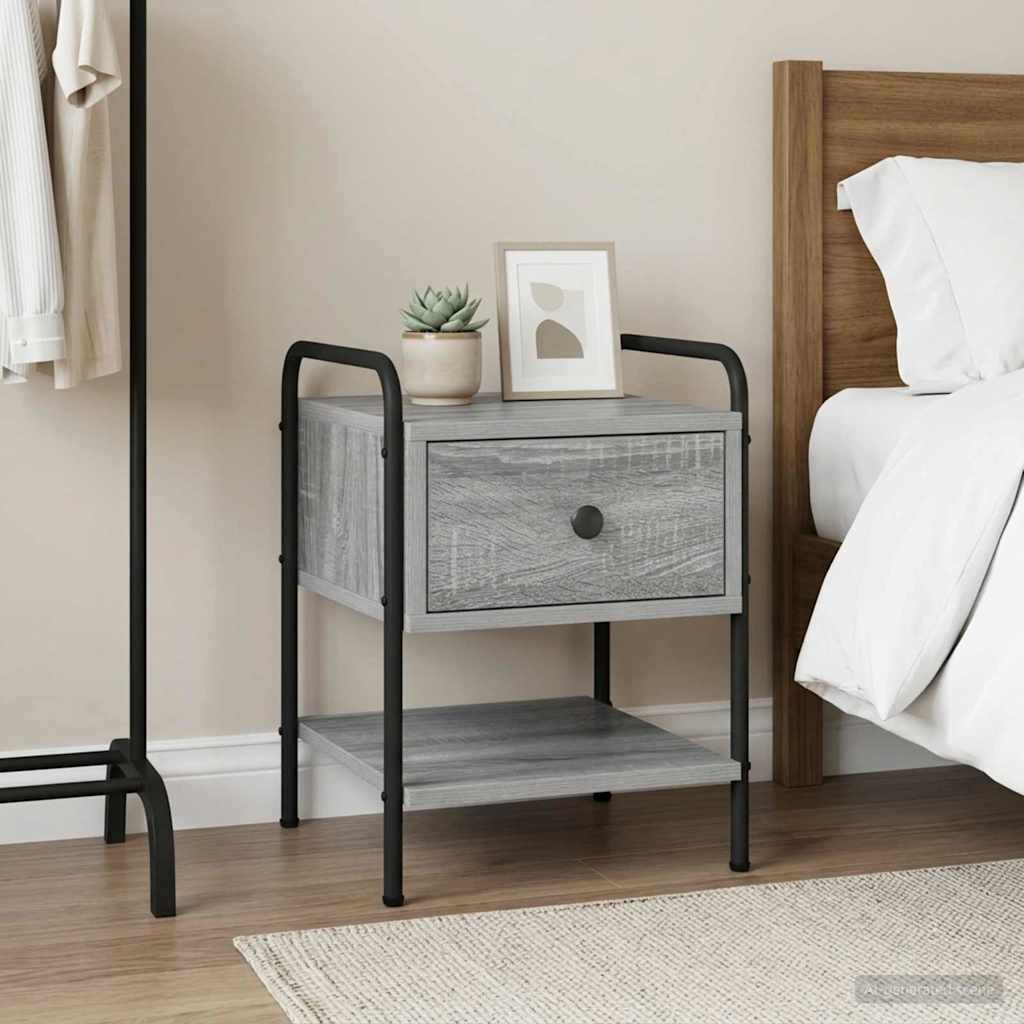 vidaXL Bedside Cabinet Grey Sonoma 35 x 36.5 x 47 cm Engineered Wood 1
