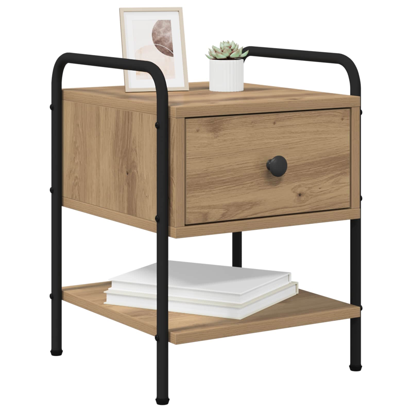 vidaXL Bedside Cabinet Artisan Oak 35 x 36.5 x 47 cm Engineered Wood 3