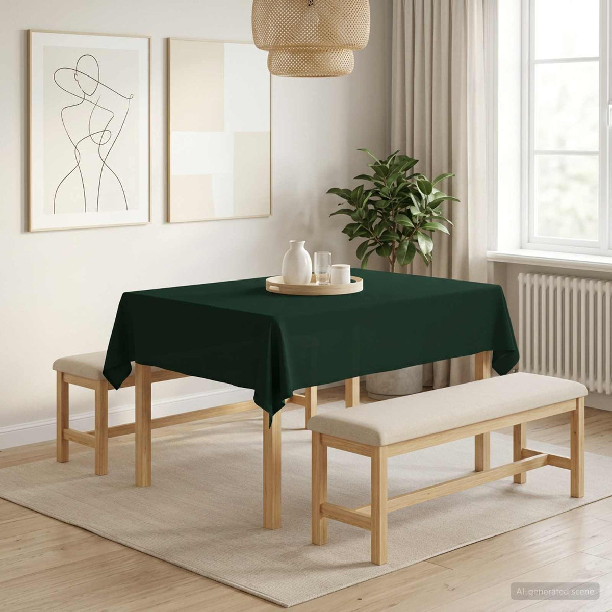 Table Cloth Polyester Rectangular 5 Dark green 110 x 140 cm