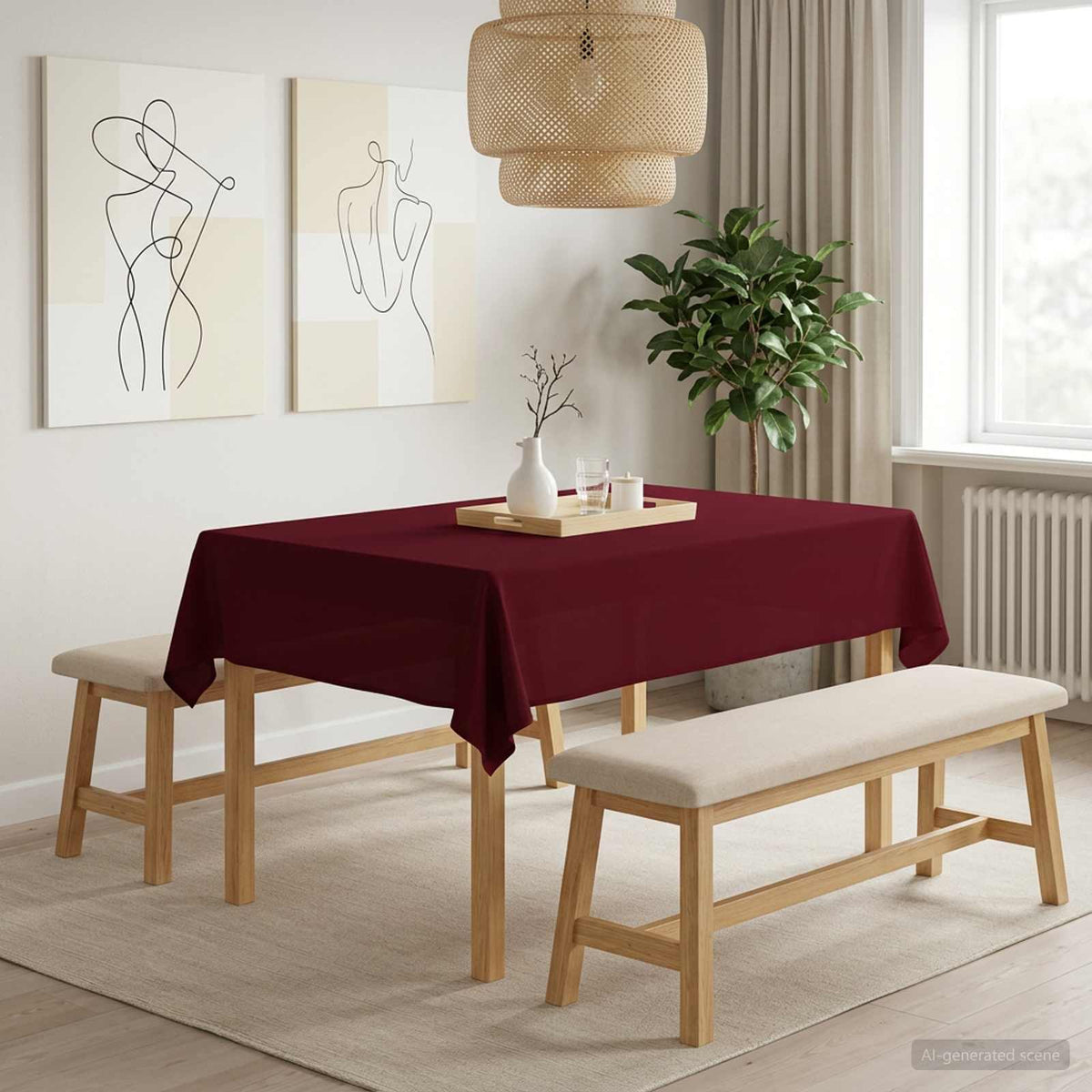 vidaXL Table Cloth 5 pcs Rectangular Wine Red 110 x 140 cm Polyester 1