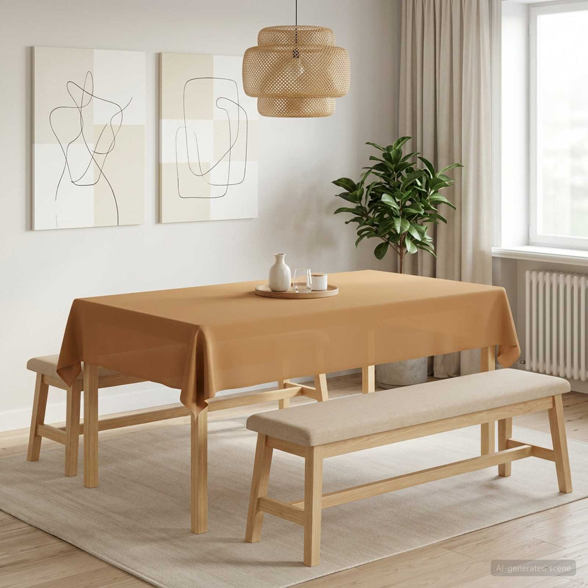 vidaXL Table Cloth Polyester Rectangular 5 pcs Beige