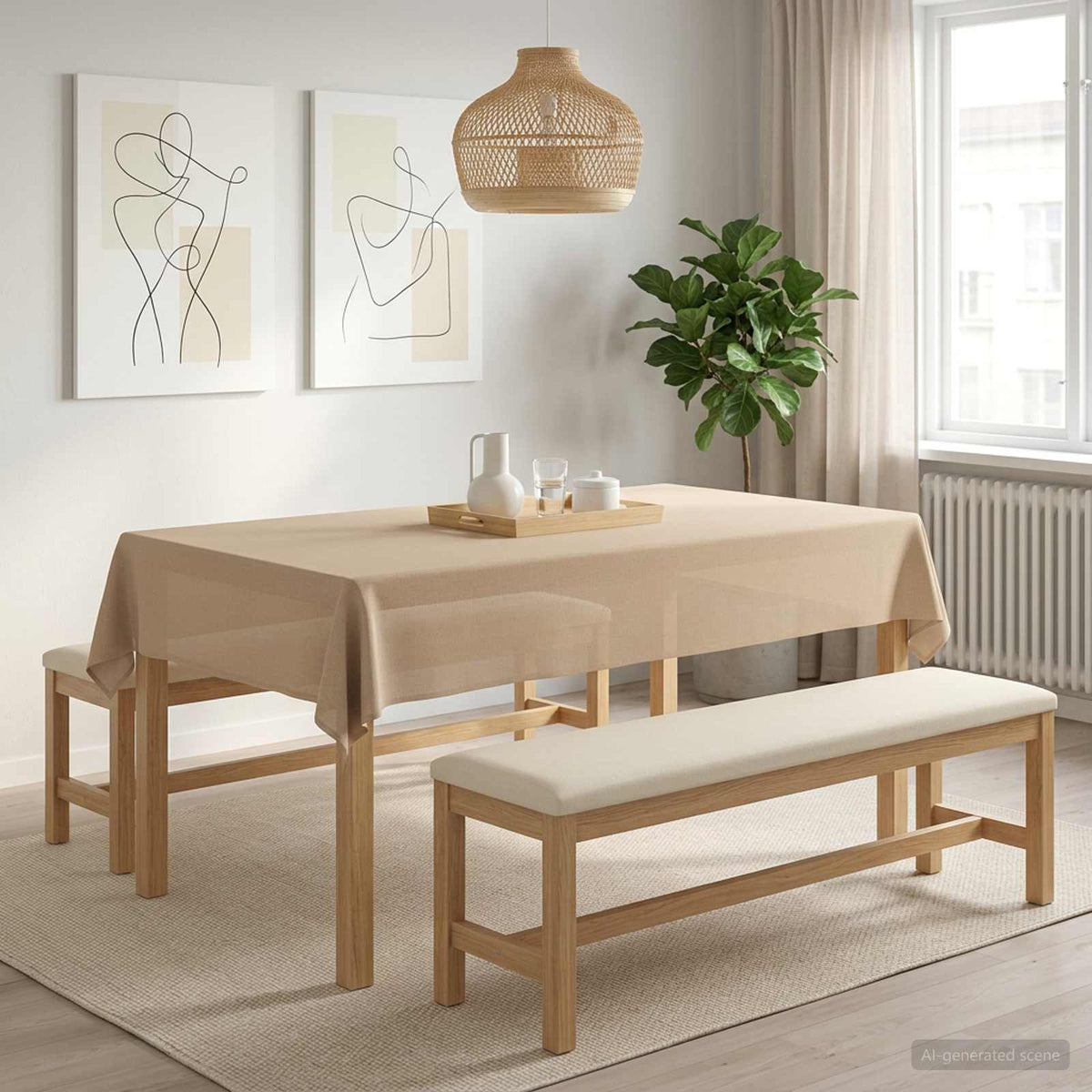 Table Cloth Rectangular 5 pcs Beige 140 x 200 cm