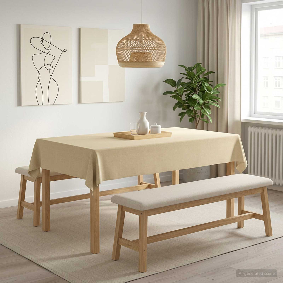 Table Cloth Rectangular 5 pcs Cream White 140 x 200 cm