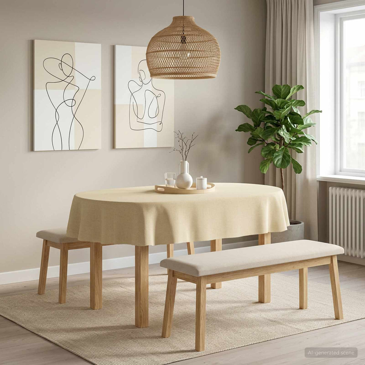 Table Cloth Rectangular 5 pcs Cream White 130 x 220 cm