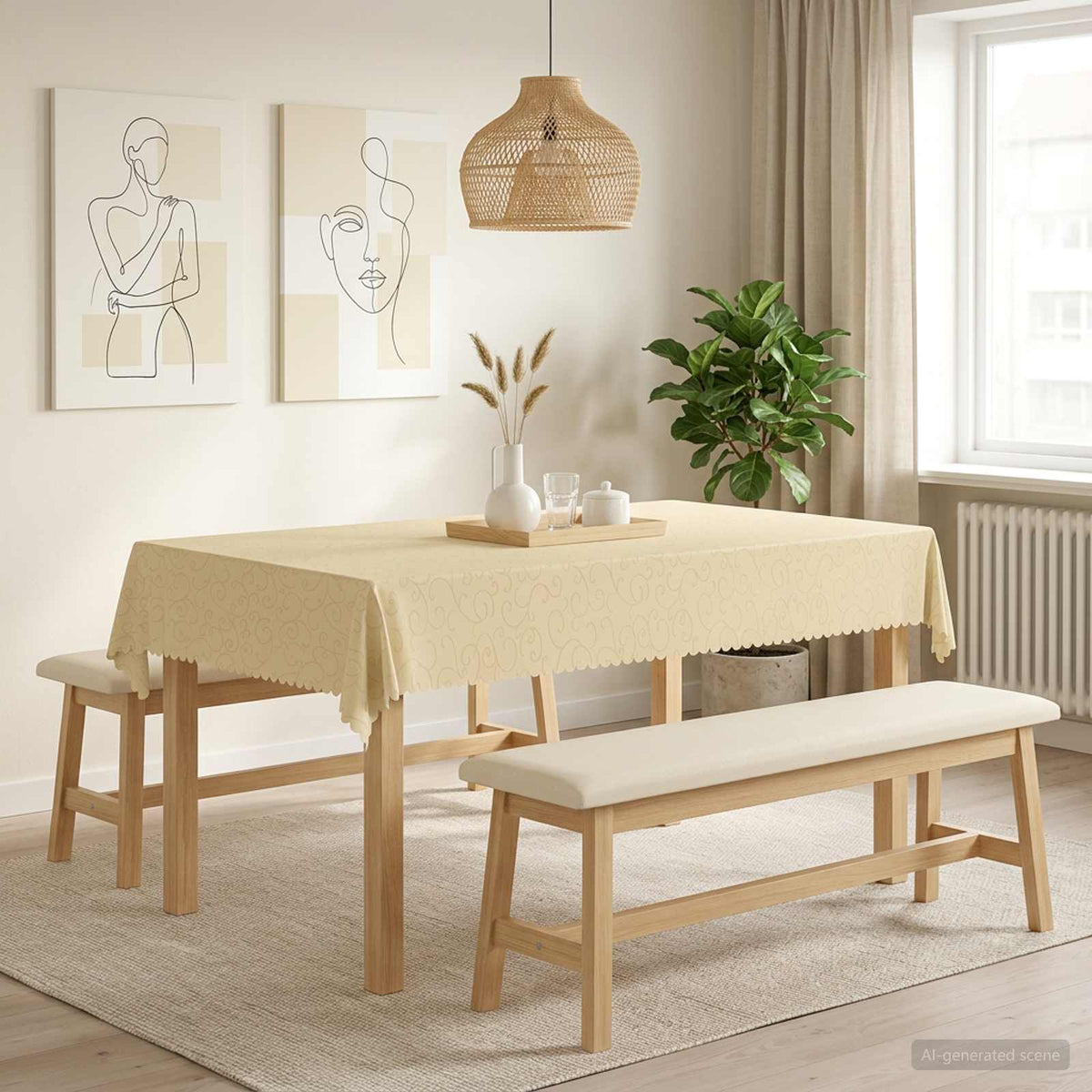 vidaXL Table Cloth Rectangular 5 pcs Cream White