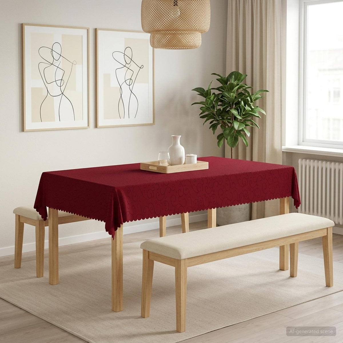 vidaXL Table Cloth Rectangular 5 pcs Wine Red