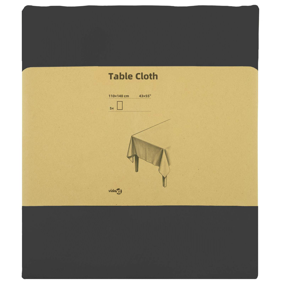 vidaXL Table Cloth 5 pcs Rectangular Dark Grey 110 x 140 cm Polyester 3