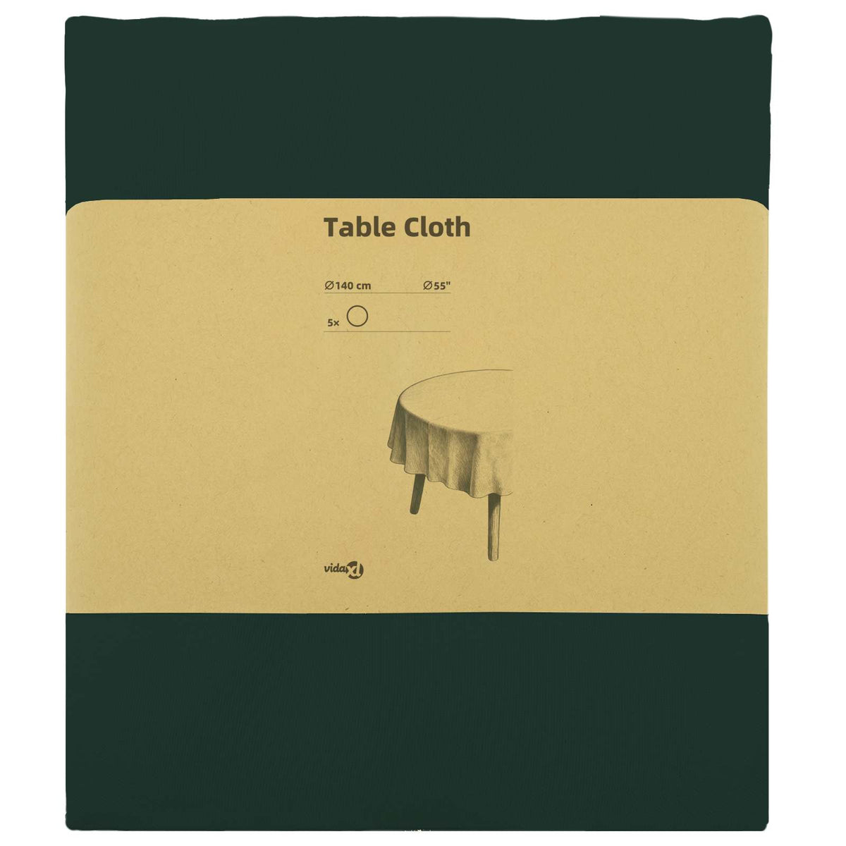 Table Cloth Polyester Rectangular 5 Dark green Ø 140 cm