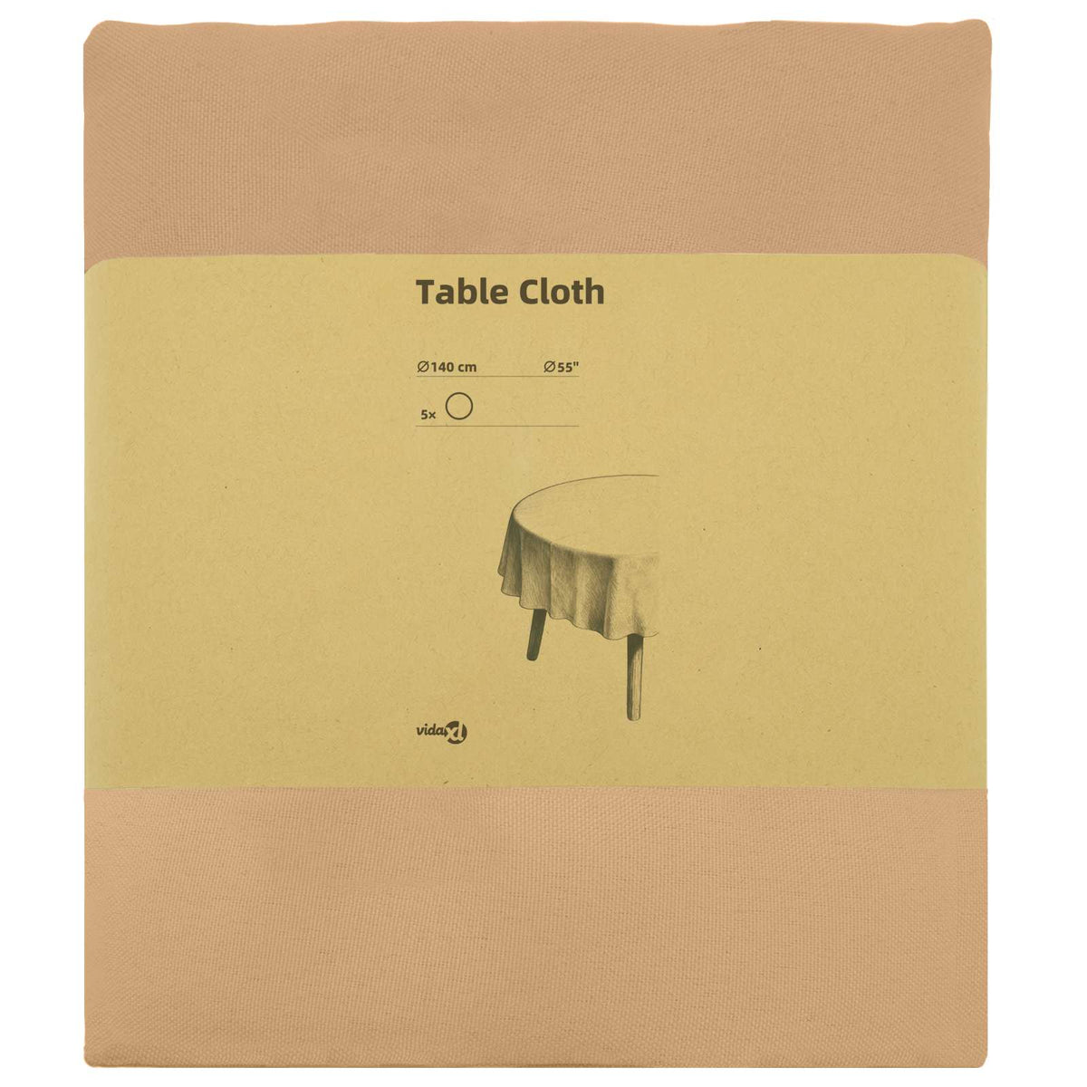 vidaXL Table Cloth 5 pcs Beige Dia. 140 cm Polyester Round 3