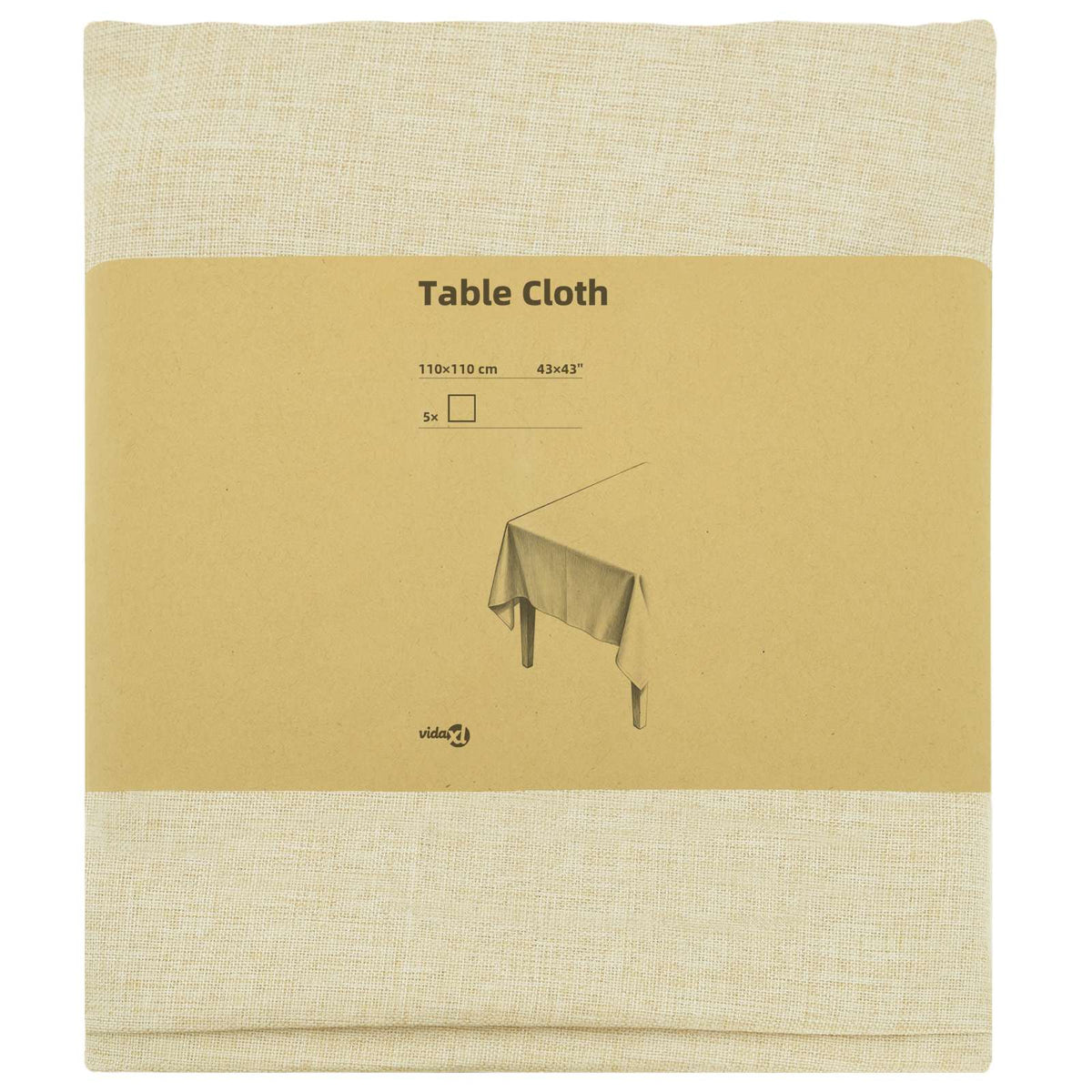 vidaXL Table Cloth 5 pcs Square Cream White 110 x 110 cm 3